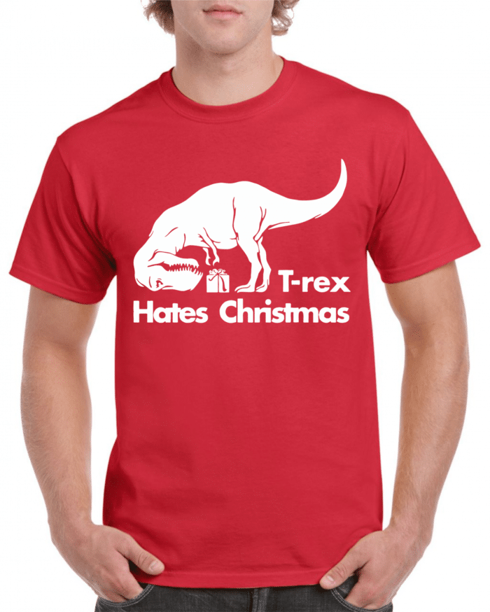 T-rex hates christmas férfi póló