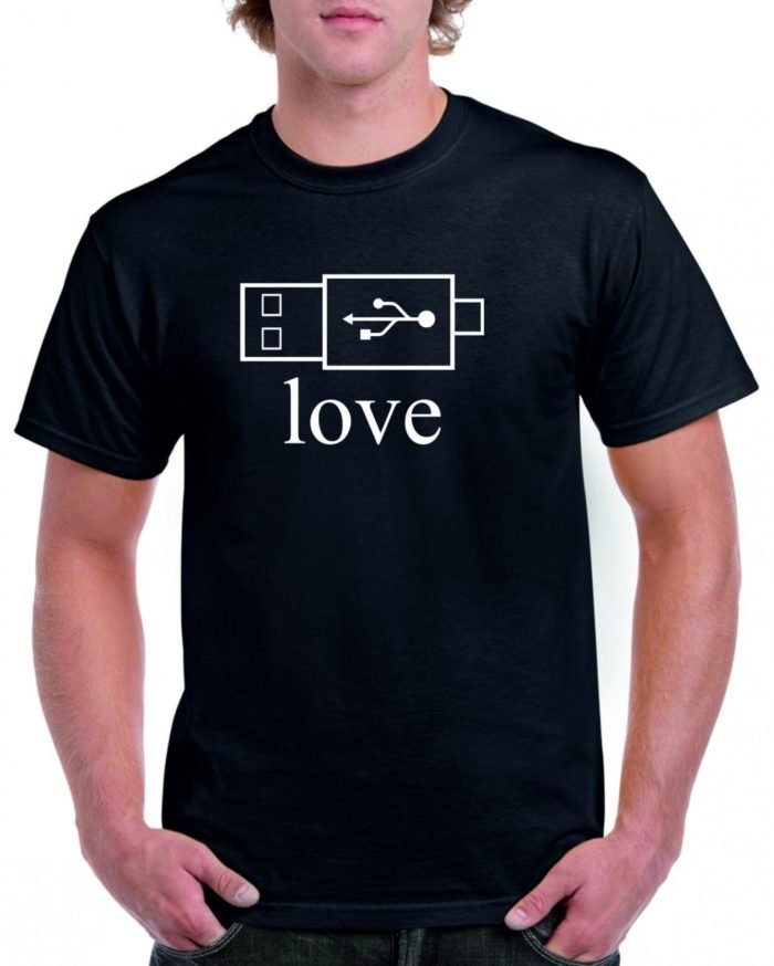 Love USB férfi póló