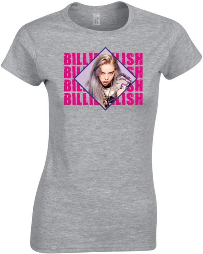 Billie Eilish rózsaszín feliratos női póló