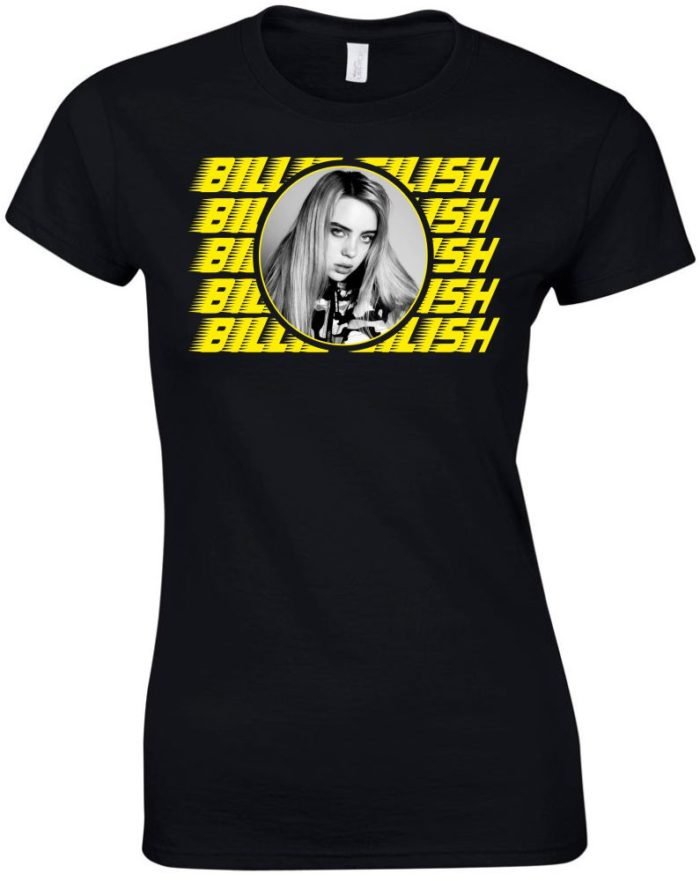 Billie Eilish sárga feliratos női póló