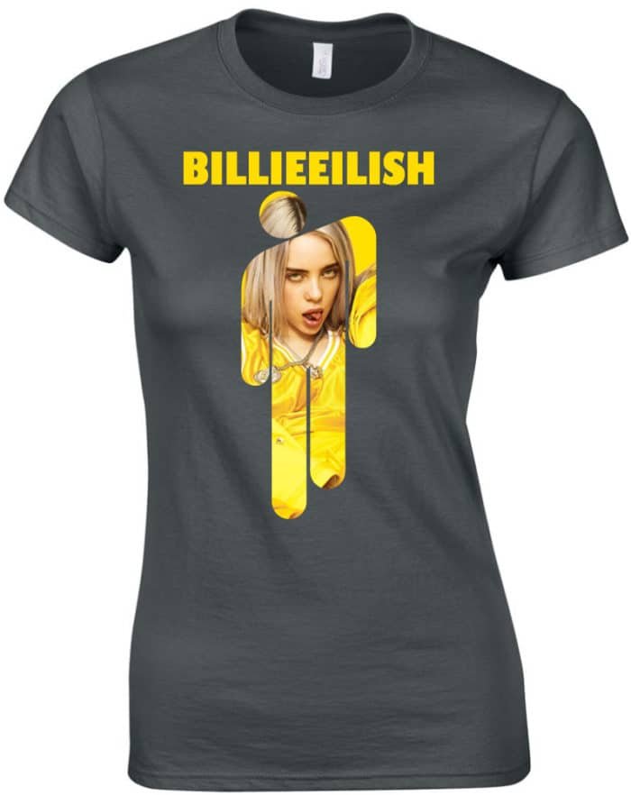 Billie Eilish sárga mintás női póló