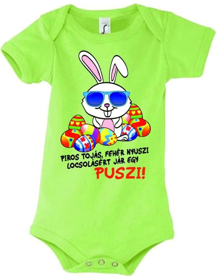 Piros tojás, fehér nyuszi baby body