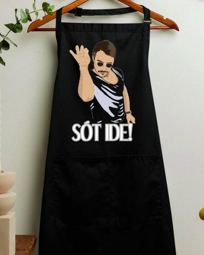 Sót ide Salt Bae sütés-főzés kötény