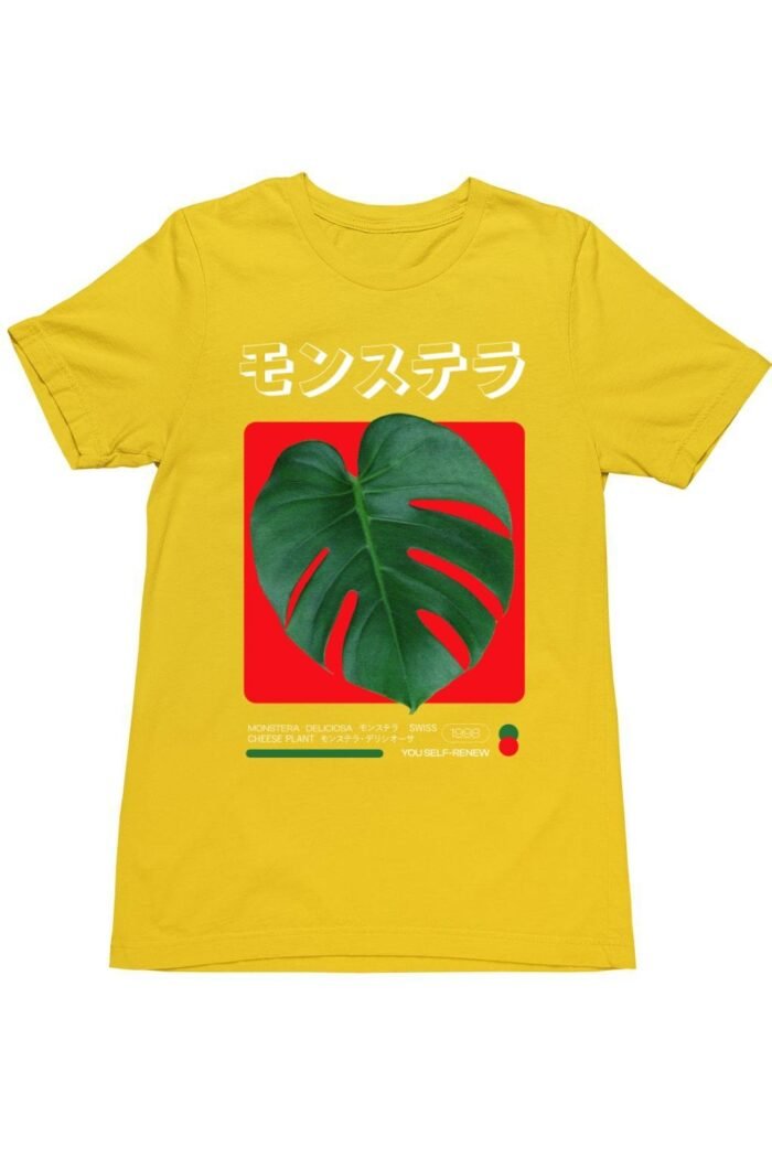 Japan monstera piros háttér férfi póló