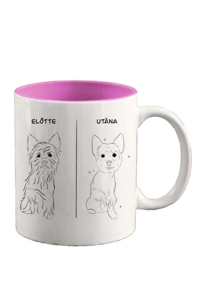 Kutyakozmetikus előtte utána bögre