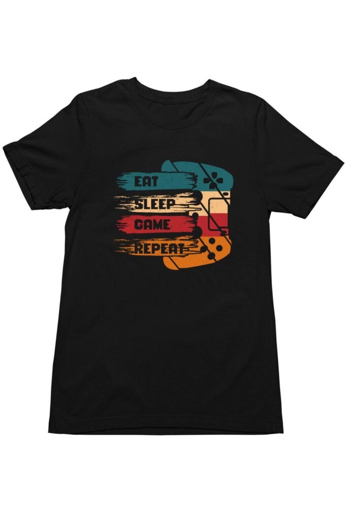 Eat sleep game repeat vintage férfi póló