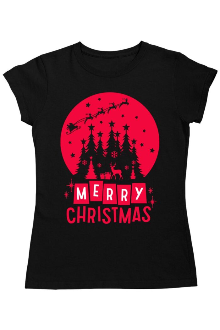 Merry Christmas Minimal piros női póló