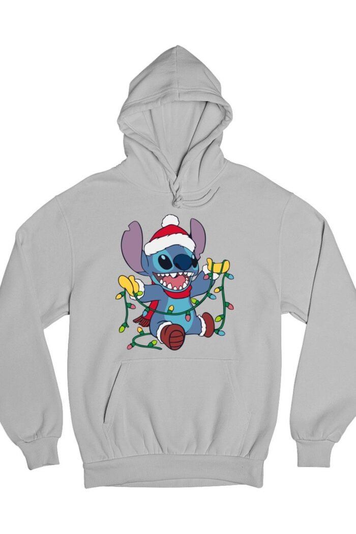 Stitch karácsonyi égősorral pulóver