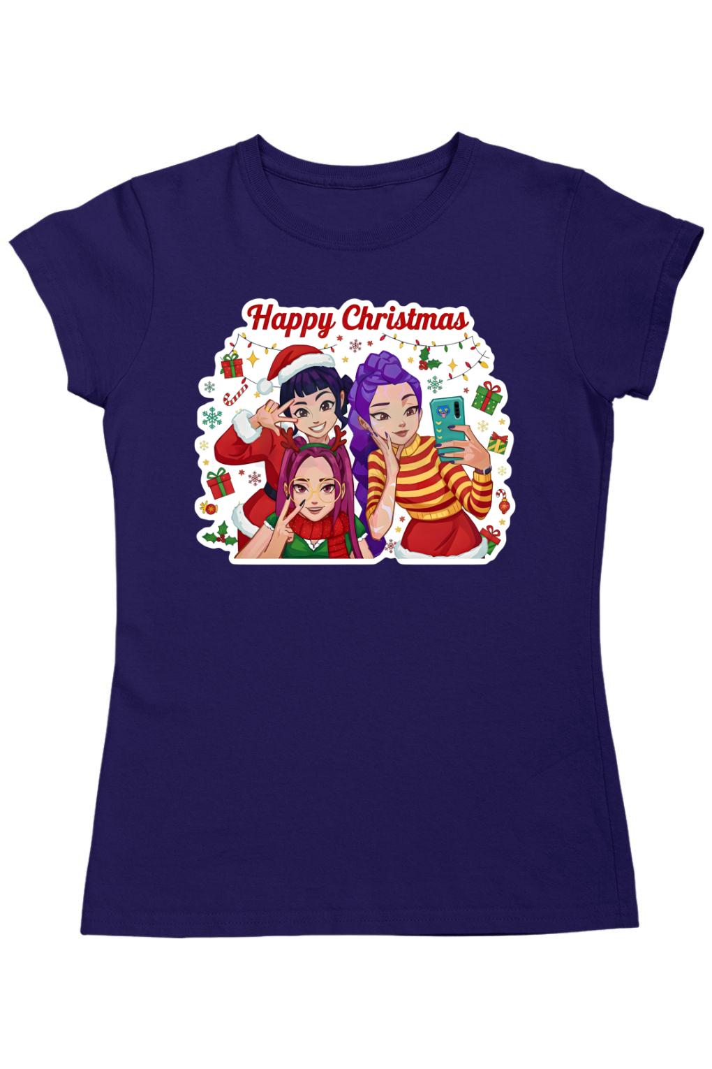 Kpop Demon Hunters christmas selfie női póló